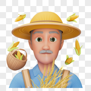 3D51劳动节农民农业粮食种植丰收悬浮人物头像图片
