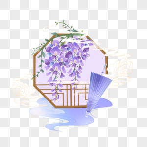 紫藤花纸伞二十四节气高清图片