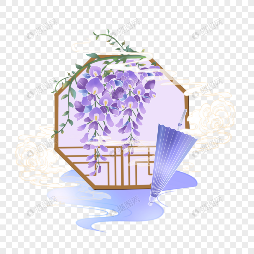 紫藤花纸伞图片