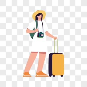 拖着行李旅游的女孩图片