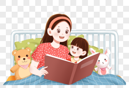 阅读的母女幼教故事轮高清图片