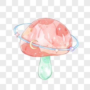 夏天粉色梦幻水彩蘑菇图片