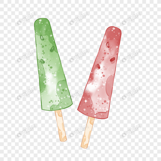 夏天绿豆冰棒和红豆冰棒图片