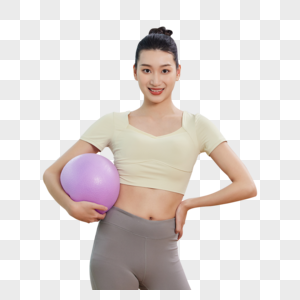 运动女生与瑜伽小球形象高清图片