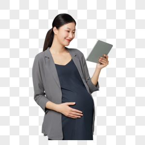 职场孕妇妈妈使用平板电脑图片