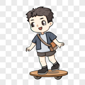 儿童节开心玩滑板的小男孩图片