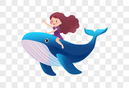 骑着鲸鱼的女孩图片
