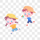 奔跑的两个小孩图片