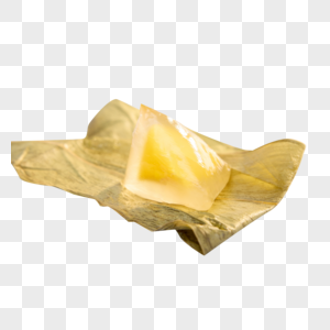 一片粽叶上的黄色水晶粽子图片