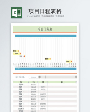 项目日程一览表格excel模版图片