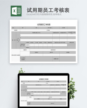 试用期员工考核Excel表图片