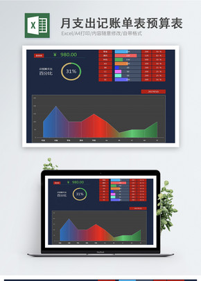 月支出记账单表预算表excel文档