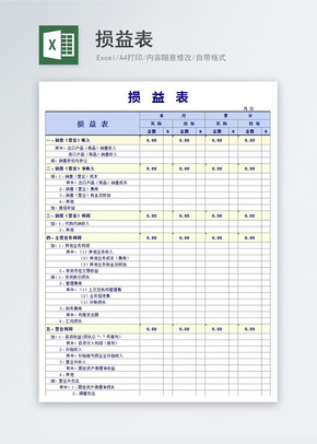 损益表excel文档