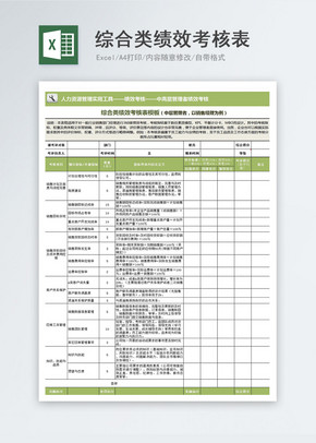 综合类绩效考核表模版excel文档