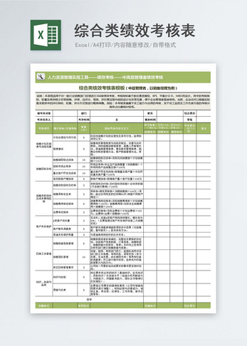 综合类绩效考核表模版支出高清图片素材