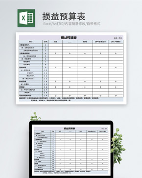 损益预算表excel模板图片