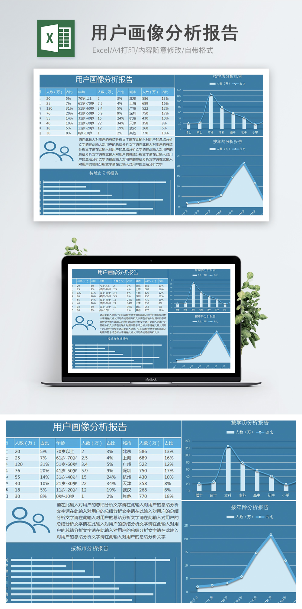 用户画像分析报告excel模板图片 正版模板下载 摄图网