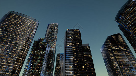 夜晚有黑天的Cty摩天大楼城市摩天大楼晚上图片