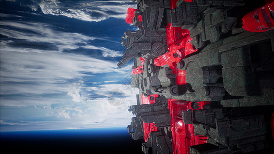 宇宙飞船与行星地球三维渲染元素的这幅图像由美国宇航局提供太空地球上的宇宙飞船图片