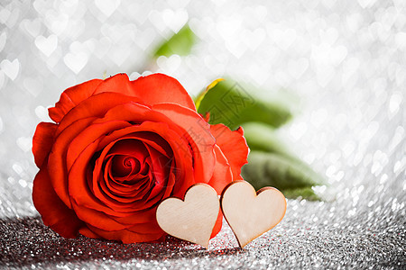 玫瑰心银色发光的波基心背景为情人节玫瑰心发光的背景上图片