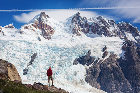 阿根廷巴塔哥尼亚山脉徒步旅行背景图片