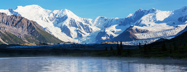 阿拉斯加WrangellStElias公园的山脉高清图片