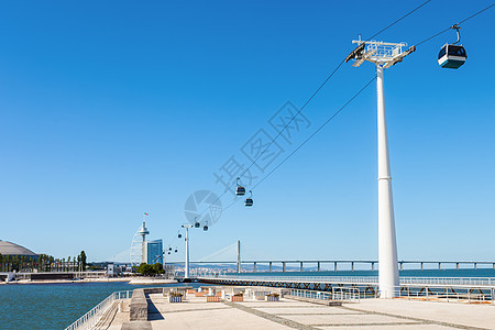 波加尔中部里斯本海洋馆附近的索道背景图片