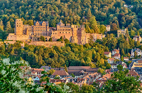 海德堡镇与旧卡尔西奥多桥城堡纳卡尔河巴登符腾堡,德国图片