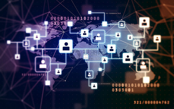 通信连接技术世界各地社交网络的虚拟图标,深蓝色背景上的世界上社交网络的虚拟图标图片