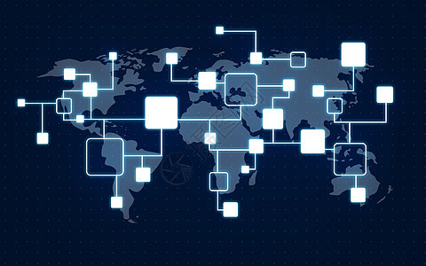 连接通信技术深蓝色背景下的网络或区块链世界深蓝色背景下的网络世界图片