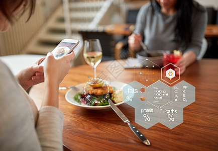 新北欧美食,技术人的女人与食物智能手机屏幕营养价值图表r餐厅手电话食物营养价值图表图片