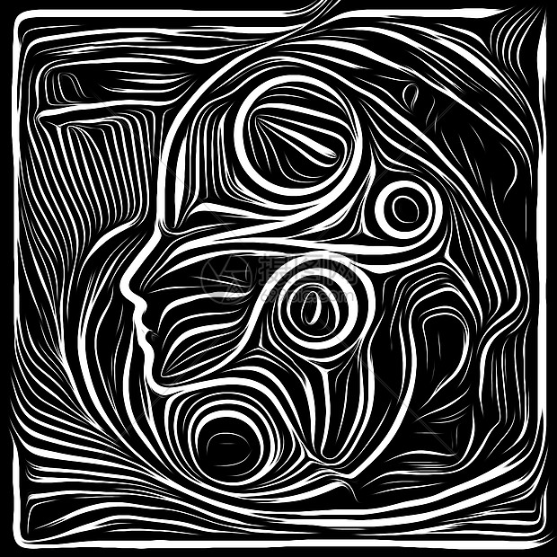 数字木刻生命线系列构成人类的轮廓木刻图案,比喻人类的戏剧诗歌内