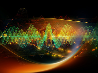 振荡的纤维光流系列以技术教育为,黑色背景上隔离的彩色线条灯光的排列图片