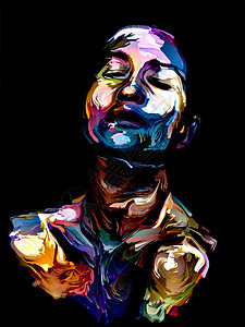 内部油漆系列色彩斑斓的女肖像艺术能量创造力情感等方面背景图片