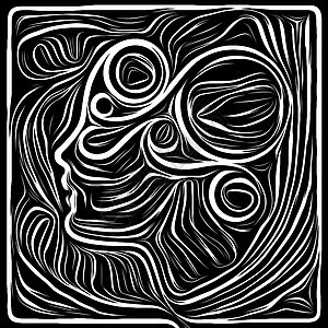 数字划痕板生命线系列人类戏剧诗歌内心符号的人类轮廓木刻图案的构成图片