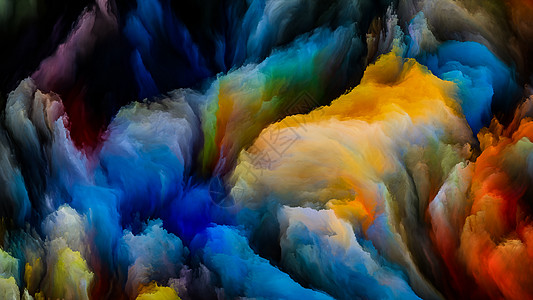 虚拟画布上的彩色绘画构图,创造力想象力内心世界艺术图片