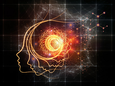 你的头脑中科学系列人类轮廓脸线抽象元素意识头脑人工智能技术等学科上的螺旋背景图片
