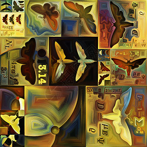 内部加密系列抽象有机形式数学公式艺术纹理色彩隐藏意义神圣生活戏剧诗歌神秘主义艺术等上的拼贴图片