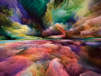 色彩的来世心灵系列的风景明亮的油漆,运动梯度超现实的山脉云的成,用于生活,艺术,诗歌,创造力想象力图片