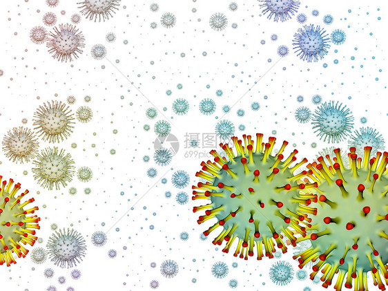 冠状病世界病流行系列由与病流行病感染疾病健康有关的冠状病颗粒微元素成的抽象图片