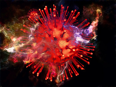 红色冠状病病颗粒微环境元素病感染免疫系统医学健康的三维渲染图片