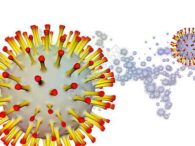 冠状病病流行系列冠状病颗粒微元素的三维图解,用于病流行病感染疾病健康项目图片