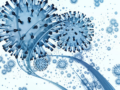 冠状病微世界病流行系列冠状病颗粒微元素的三维插图,病流行病感染疾病健康项目的背景图片