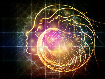 你的头脑中科学系列人类轮廓脸线抽象元素意识头脑人工智能技术等学科上的螺旋背景图片