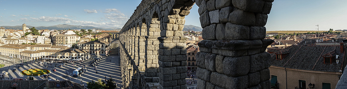 塞戈维亚及其渡槽的全景罗马建筑的1世纪,世界遗产的联合国教科文织旅行西牙,卡斯蒂尔里昂,塞戈维亚图片