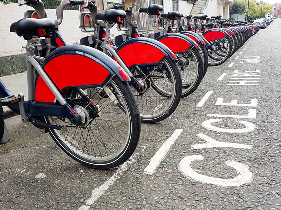 英国伦敦停靠站出租自行车伦敦的车站租自行车图片