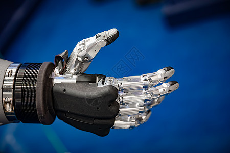 未来的机器人手握手背景图片