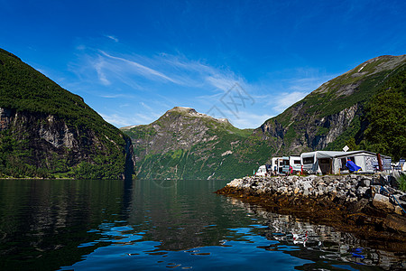 吉兰格峡湾,美丽的自然挪威家庭度假旅行RV,假日旅行汽车之家,图片