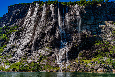 吉兰格峡湾,瀑布七姐妹美丽的自然挪威自然景观图片