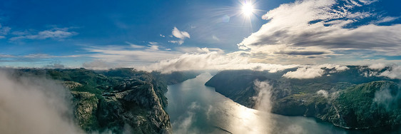 美丽的自然挪威自然景观全景讲坛岩石预制图片